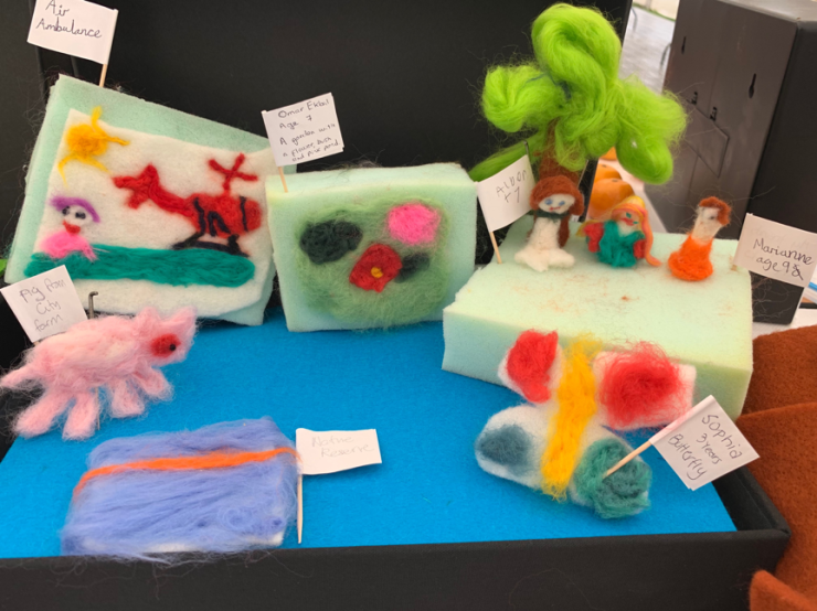 Felted dioramas of scenes from the participants' neighbourhoods