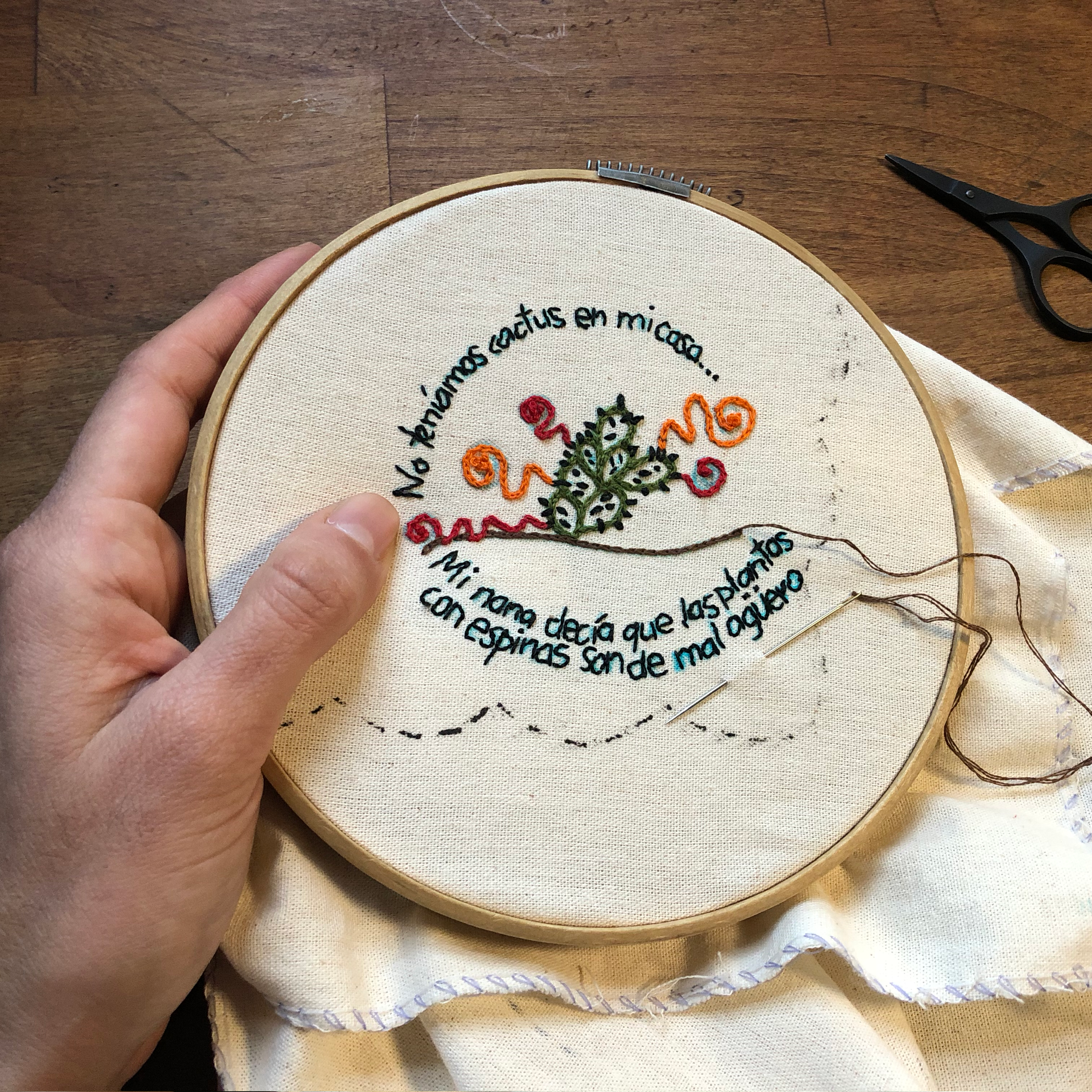 hand embroidery in progress