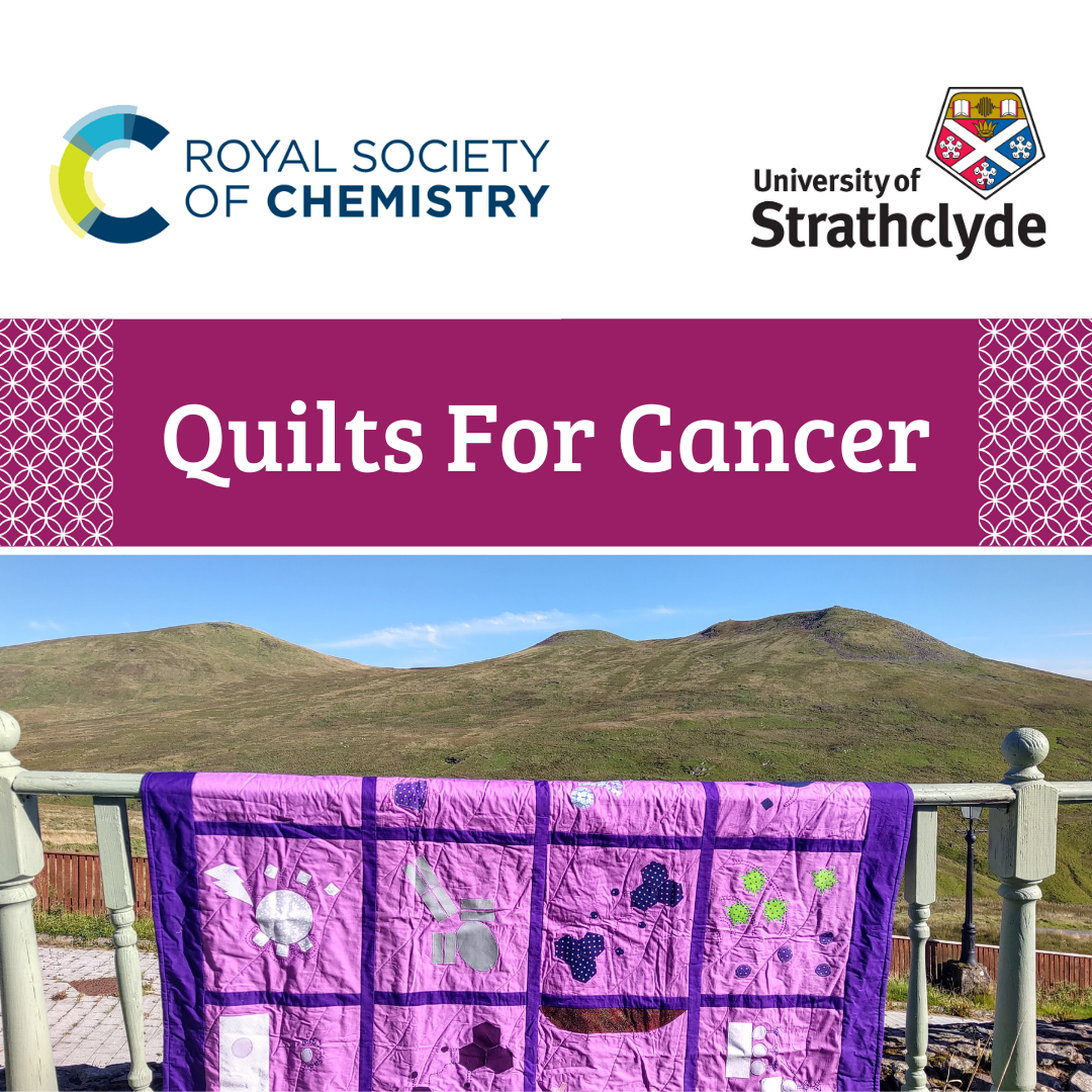 quilt decorated with various symbols and images