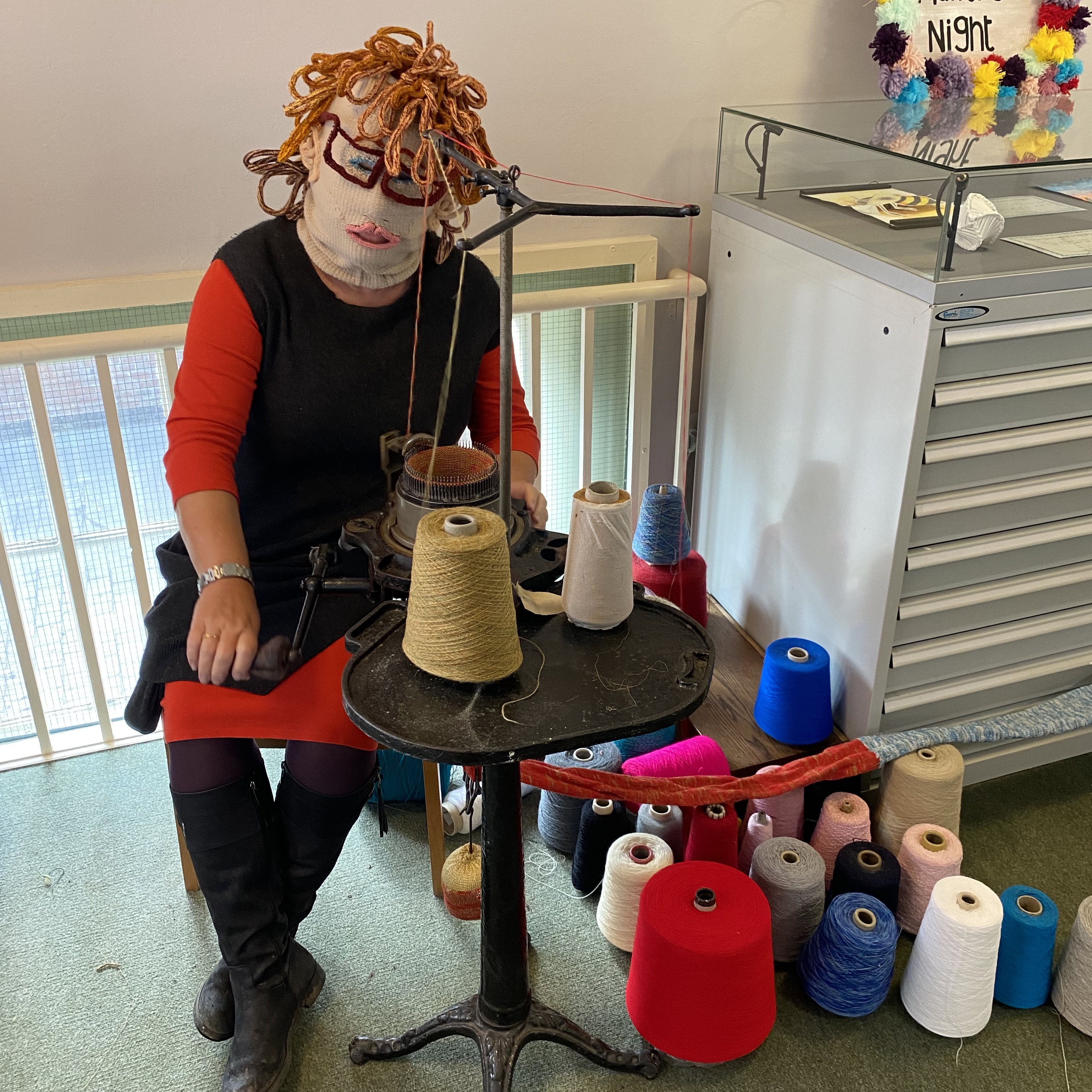Knitted Jen at Framework Knitters Museum event